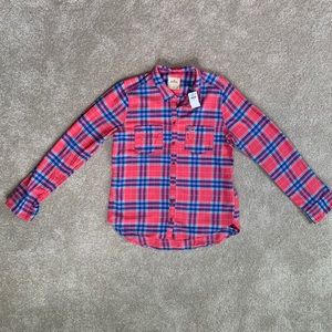 Pink and Blue Plaid Hollister Flannel